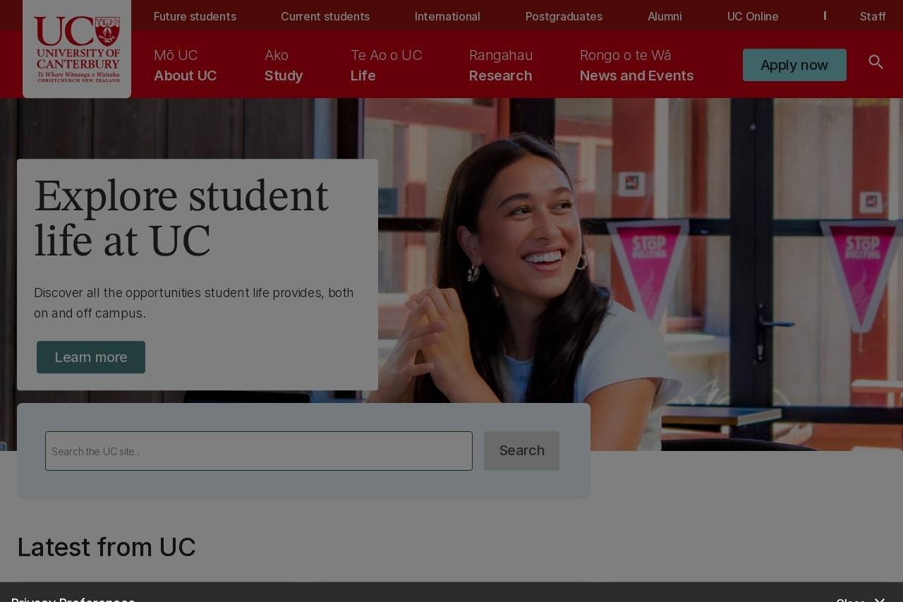 University of Canterbury 新西兰坎特伯雷大学
